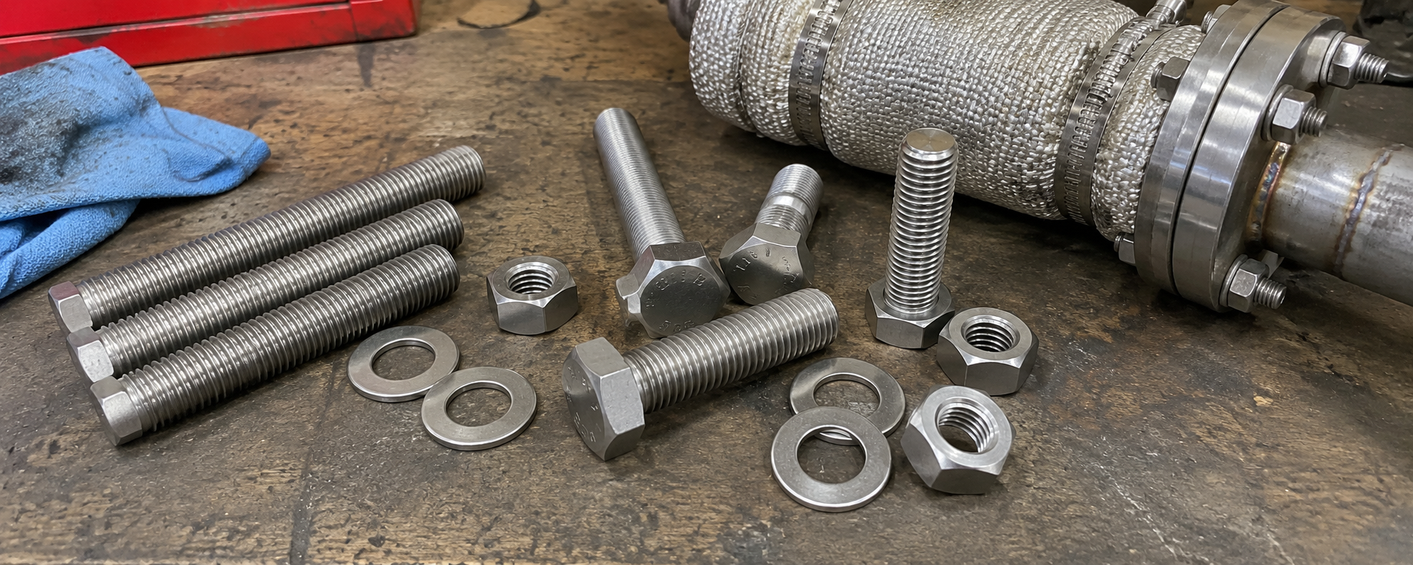 Bolts for high heat with high-temperature alloy fasteners and matching nuts